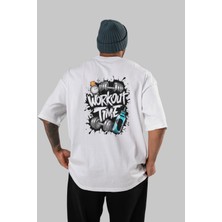 Ankhises Gym , Spor , Fitness Serisi 35 Arka Baskılı Oversize T-Shirt Erkek Kadın Pamuk Bisiklet Yaka Tişort