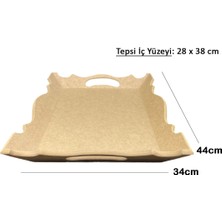 PremiumPort El Yapımı Ahşap Boyanabilir Ham Mdf Oymalı Tepsi 34X44CM