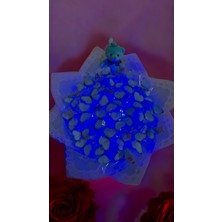 PremiumPort Mavi LED Işıklı Kelebek Buketi, Sevgililer Günü Için Renkli Dekorasyon