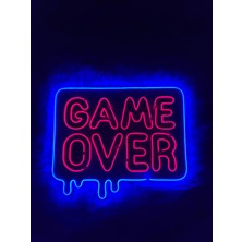 Dekoraven Game Over Neon LED Duvar Tabelası | Gamer Room & Oyun Odası Dekoru