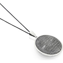 Oya Silver Gümüş Ayetel Kürsi Oksitli Madalyon Kolye 4.6x3.5cm [OYSY160]