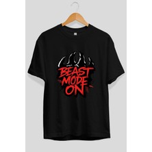 Ankhises Gym , Spor , Fitness Serisi 57 Ön Baskılı Oversize T-Shirt Erkek Kadın Pamuk Bisiklet Yaka Tişort