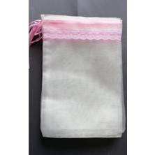 PremiumPort Pembe Dantel Tül Kese, 16/24, 7 Adet, Zarif ve Şık Tasarım