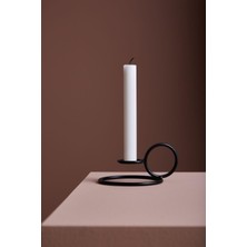 Cesan Metal Minimal Metal Halka Mumluk - Siyah Modern Dekoratif Şamdan -2 Adet Mum Hediye