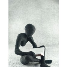 Monarch Art Kitap Okuyan Adam Heykeli 12CM - Kitaplık Aksesuarı Minimalist Ofis Ev Hediyesi Biblo