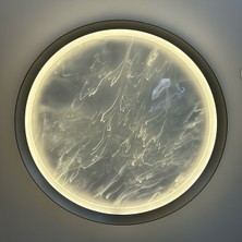 EOS Aydınlatma Marble Majestic 👑 50 Cm: 96W Kumandalı 3 Renk LED Mermer Desenli Plafonyer Avize Gece Modlu