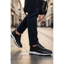 Enoch Hakiki Deri Süet Detaylı Yüksek Taban Bağcıklı Erkek Sneaker Ortopedik Taban