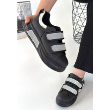 Fresco Scarfs Nino Siyah Cilt Cırt Cırtlı Spor Ayakkabı