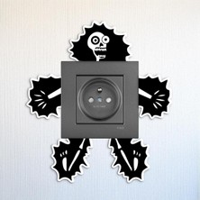 PremiumPort Elektrik Çarpılmış Iskelet Ahşap Priz Sticker Dekorasyonu