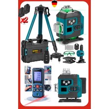 Staxx Power Otomatik Hizalamalı Kumandalı 16 Köşe Yeşil Çizgi Lazer Hizalama Makinesi + 50MT Lazer Tripot Set