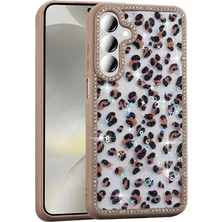 Ceponya Galaxy A55 Kılıf Taşlı ve Simli Işıltılı Kelebek Kapak