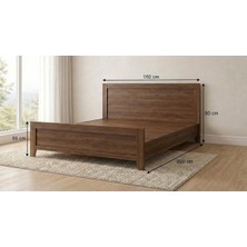 Mukotoys Prime Soft 150X200 cm Çift Kişilik Karyola - 1. Sınıf Mdf - Ceviz Renk - Yüksek Başlıklı