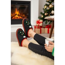 Huzurlu Adımlar Ağaç Desenli Kışlık Terlik