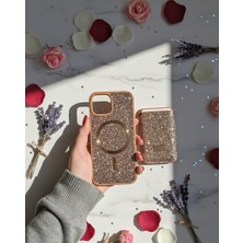 KumOziShop iPhone 15 Uyumlu Magsafe ve Mıknatıs Özellikli Taşlı Cüzdanlı Premium Kılıf