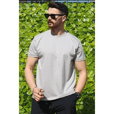 Eydamoon Erkek Taş Regular Likralı Süprem Kumaş %100 Pamuklu Bisiklet Yaka Kısa Kollu T-Shirt