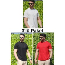 Eydamoon Erkek Çoklu Paket Regular Likralı Kumaş %100 Pamuklu Bisiklet Yaka Kısa Kollu T-Shirt