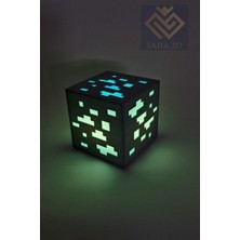 Pilli Işıklı Minecraftt Elmas Küp Blok (Mavi)