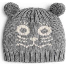 Bulut Anne ve Çocuk Çocuk Bere %100 Yün Ponponlu Hayvan Figürlü Tek Renk Bere 6-10 Yaş