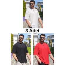 Eydamoon Erkek Çoklu Paket Oversize Süprem %100 Pamuk Kumaş Bisiklet Yaka T-Shirt