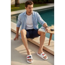 Huzurlu Adımlar Beyaz Eva Taban Erkek Terlik