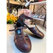 Bitangosu Bordo, Strapora, Swing, Lindy Hop, Dans ve Spor Ayakkabısı, Kapalı Burun, 1.5 cm Topuk, Düz Taban