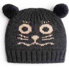 Bulut Anne ve Çocuk Çocuk Bere %100 Yün Ponponlu Hayvan Figürlü Tek Renk Bere 6-10 Yaş