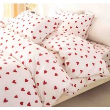 Ayzen Home Kalp Desenli Tek Kişilik ve Cıft Kisilik Seceneklı Pamuklu Nevresim Takımı