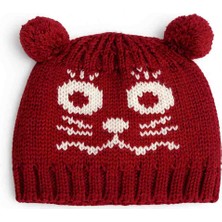 Bulut Anne ve Çocuk Çocuk Bere %100 Yün Ponponlu Hayvan Figürlü Tek Renk Bere 6-10 Yaş