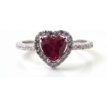 Zeta Jewel 925 Ayar Gümüş Kırmızı Taşlı Kalpli Yüzük- Sevgiliye Hediye, Işıklı Özel Kutulu