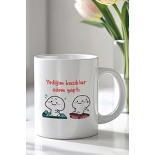 YasBey Design Mizahi Yazılı 330ML Baskılı Beyaz Seramik Kupa Bardak