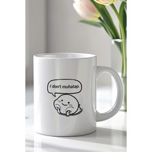 YasBey Design Mizahi Ingilizce Yazı Tasarımlı 330ML Baskılı Beyaz Seramik Kupa Bardak