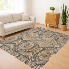 Renkli Geometrik Desenli Salon Halısı Toz Tutmaz Kaymaz Tabanlı Modern Dekorasyon Için - FNL-234