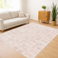 Pudra Tonlu Soft Desenli Oturma Odası Halısı Toz Tutmaz Kaymaz Tabanlı Ferah Görünüm - FNL-160