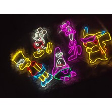 Dekoraven Simpson – Patrick – Pembe Panter – Pikachu – Mickey 5’li Neon LED Set | Dekoratif Figür Neon Tabela