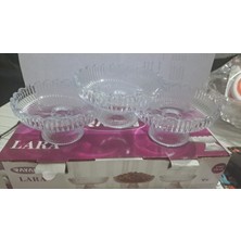 Onlinekapında 3 Lü Ayaklı Cam Tabak Sunumluk Servis Tabağı Kase 12CM