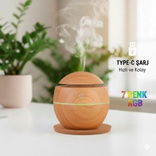 Qoquland Şarjlı Oval Hava Nemlendirici - 7 Renk Rgb Işıklı Difüzör - Type-C Girişli Aromaterapi Cihazı
