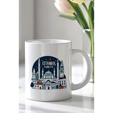 YasBey Design Istanbul Temalı 330ML Baskılı Beyaz Seramik Kupa Bardak