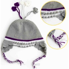 Bulut Anne ve Çocuk Çocuk Bere 3-6 Yaş El Örgüsü Hayvan Örgülü, Kulaklı Ponponlu Renkli Bere Erkek/ Kız/ Unisex Çocuk Bereleri