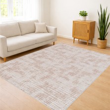 Bej Tonlarda Yumuşak Desenli Salon Halısı Yıkanabilir Antialerjik Kaymaz Tabanlı - FNL-159