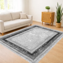 Gri Çerçeveli Klasik Görünümlü Salon Halısı Antialerjik Kaymaz Tabanlı Dengeli Tasarım - FNL-162