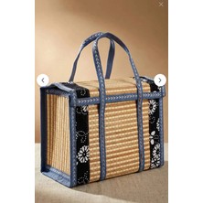 Online Kapında Stil Modern Piknik Dokuma Sepet Hasır Saklama Çantası Kapaklı Bambu Örgülü Sepet Organizer