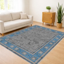 Mavi Tonlarda Klasik Desenli Salon Halısı Toz Tutmayan Yüzey Kaymaz Tabanlı Leke Tutmaz Yapı - Fnl-14