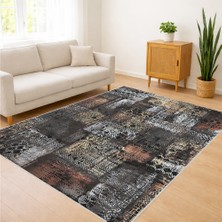 Koyu Tonlarda Yoğun Desenli Modern Salon Halısı Yıkanabilir Leke Tutmaz Kaymaz Tabanlı - FNL-223