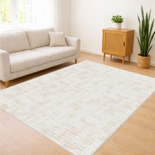 Açık Krem Tonlu Salon Halısı Leke Tutmaz Toz Tutmaz Kaymaz Tabanlı Yazlık Dekorlar Için - FNL-158