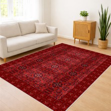 Kırmızı Klasik Desenli Salon Halısı Antialerjik Kaymaz Tabanlı Geleneksel Dekor Uyumlu - FNL-199