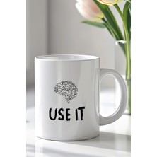 YasBey Design Mizahi Ingilizce Yazı Tasarımlı 330ML Baskılı Beyaz Seramik Kupa Bardak