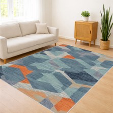 Geometrik Renk Bloklu Salon Halısı Kaymaz Tabanlı Leke Tutmaz Modern Tasarım - FNL-203