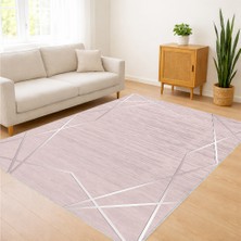 Açık Pembe Tonlarda Minimal Dokulu Salon Halısı Antialerjik Kaymaz Tabanlı Yumuşak Dekorasyon - SM-320