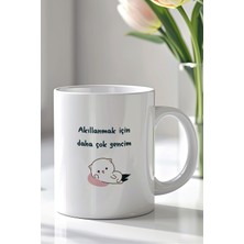 YasBey Design Mizahi Yazılı 330ML Baskılı Beyaz Seramik Kupa Bardak