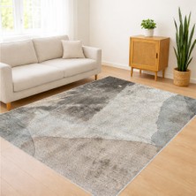 Bej ve Gri Tonlarda Yumuşak Geçişli Desenli Salon Halısı Toz Tutmaz Kaymaz Tabanlı - FNL-320